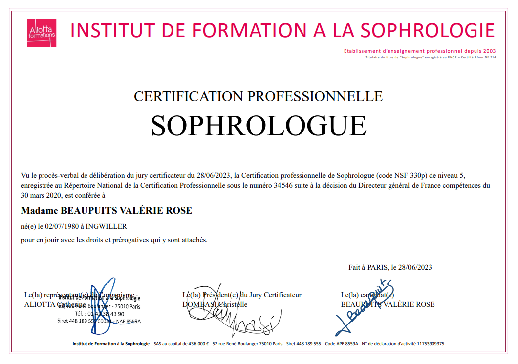 Diplôme de Sophrologie